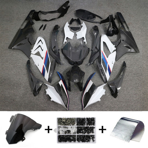 2015-2016 BMW S1000RR Carbon Fiber Pattern White Fairing Kit 1