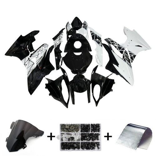 2017-2018 BMW S1000RR Glossy Black White Fairing Kit