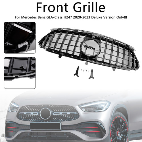 2020-2023 Mercedes Benz GLA-Class H247 Deluxe Version Only Front Grille Without letter Gloss Black Generic