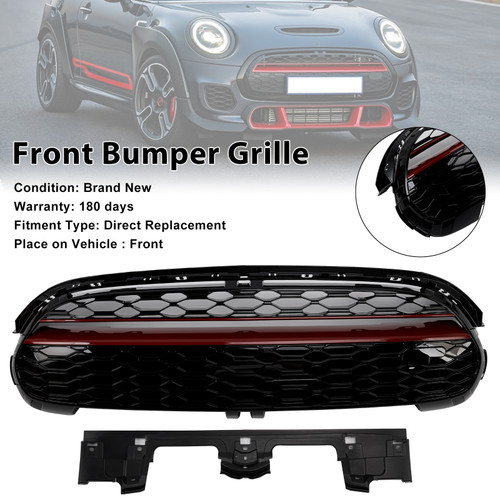 2014-2021 Mini Cooper F55 F56 F57 GP-Style Gloss Black Red Trim Front Grille Generic