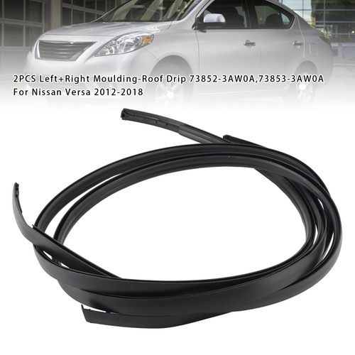 2012-2018 Nissan Versa 2PCS Left+Right Moulding-Roof Drip 73852-3AW0A,73853-3AW0A Black Generic