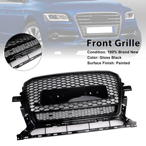 2013-2017 Audi Q5 SQ5 Front Honeycomb Bumper Grille Gloss Black Generic