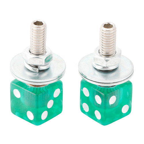 2x Custom DICE License Plate Bolt Screw Green Plastic Motorcycle Chopper Bobber Green