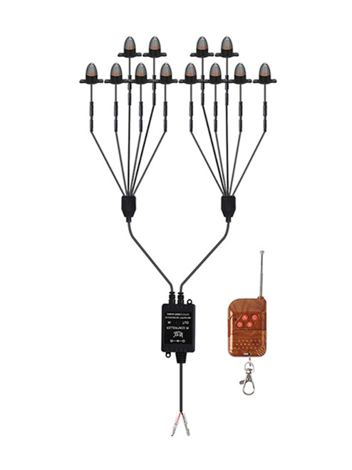 12Pcs Front Grille LED Flashing Lighting Bullet Head Appearance For Universal Car