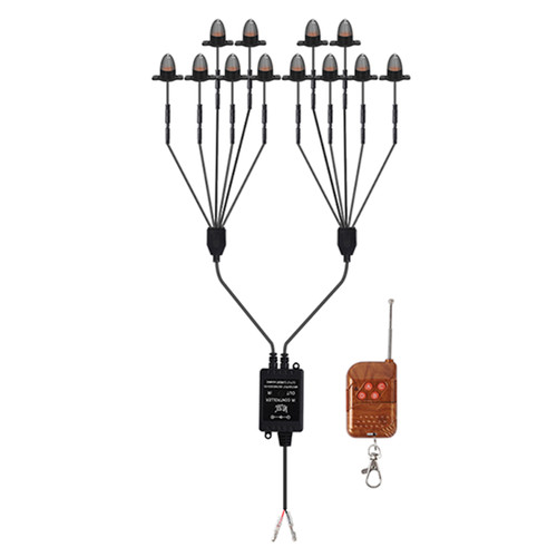 12Pcs Front Grille LED Flashing Lighting Bullet Head Appearance For Universal Car