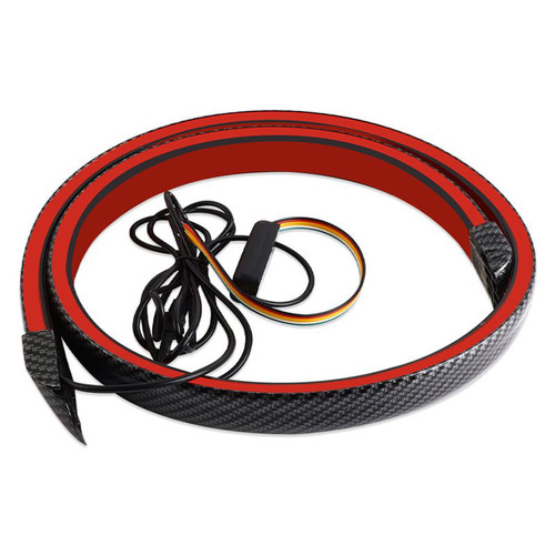 Car Tail Streamer Lamp Carbon Fiber LED Light Rear Wing Spoiler Lip Brake Trunk Red 1.3M