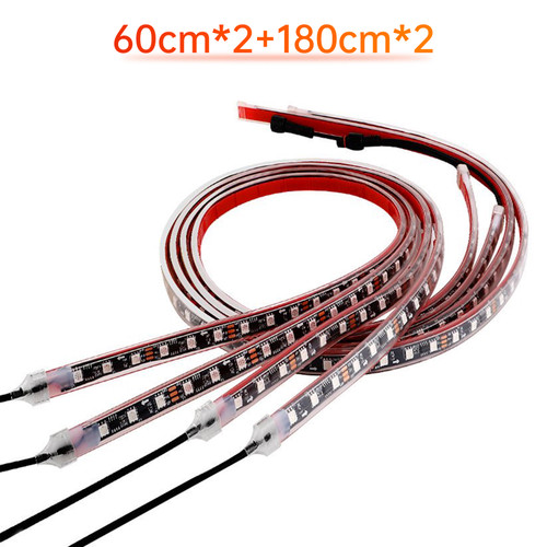 4Pcs LED Chassis Light Modified With Fantasy Ambient Light APP Controller 60cm*2+180cm*2