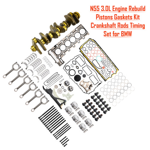 2009-2019 BMW 3.0L Engine Rebuild Pistons Gaskets Kit Crankshaft Rods Timing N55 Generic