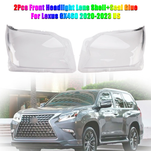 2020-2023 Lexus GX460 2Pcs Front Headlight Lens Shell+Seal Glue Generic