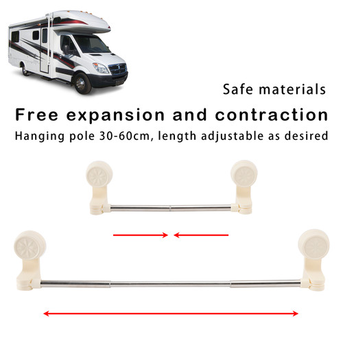 RV Shower Corner Storage Bar  Adjustable Stainless Steel Rod For Corner Shelves in Camper, Length 11.8-23.6 inches RV Bathroom Organization 2 Pack