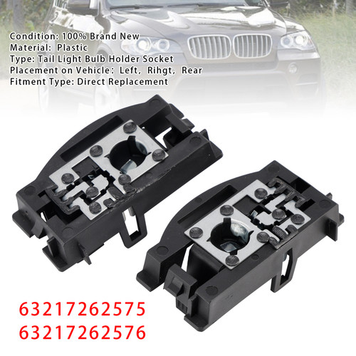 2008-2013 BMW X5 E70 Left+Right Rear Trunk Lid Tail Light Bulb Holder Socket 63217262575 63217262576 Generic