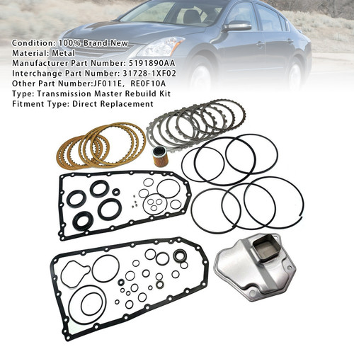 2002-2015 Nissan Altima Rogue X-Trail Sentra CVT Auto Transmission Master Rebuild Kit RE0F10A JF011E Generic