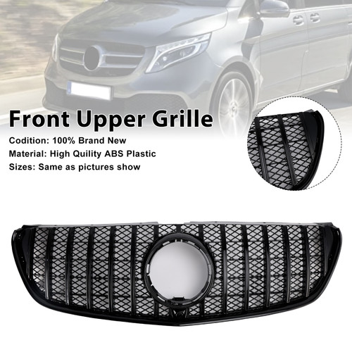 2014-2019 Mercedes Benz V-Class W447 Pre-Facelift Front Upper Grille Black Generic
