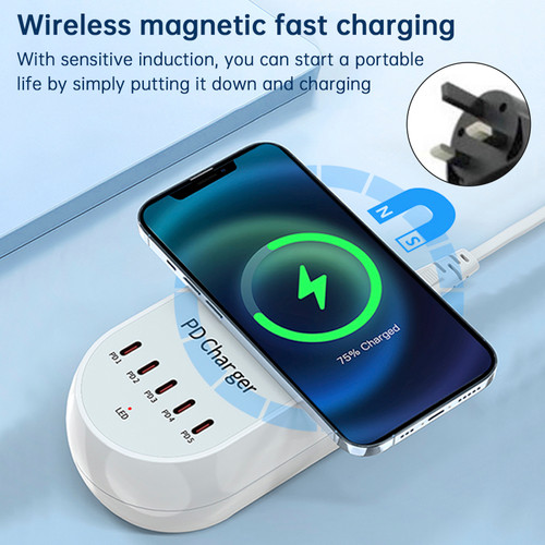140W PD Multi-Port Charger Magnetic Wireless Fast Charging PD100W Laptop Mobile Phone Charger UK Plug