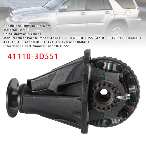 2003-2009 Toyota 4Runner 4WD 4.0L 4WD Rear Differential Assembly 41:11 3.727 Gear Ratio 41110-3D551 Generic
