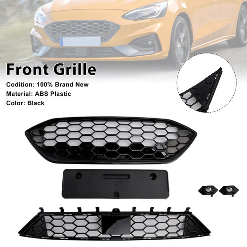 2018-2021 Ford Focus ST + ST LINE MK4 Front Bumper Grille JX7B-8200-T JX7B-8200-Y Black Generic