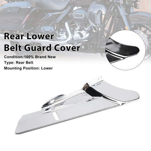 2009-2023 Harley-Davidson Rear Lower Belt Guard Cover Chrome Generic 2009-2023 Harley-Davidson Rear Lower Belt Guard Cover Chrome Generic