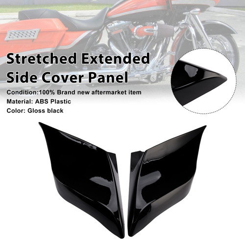 2009-2013 Touring Models Road King Road Glide Stretched Extended Side Cover Panel Gloss Black Generic 2009-2013 Touring Models Road King Road Glide Stretched Extended Side Cover Panel Gloss Black Generic