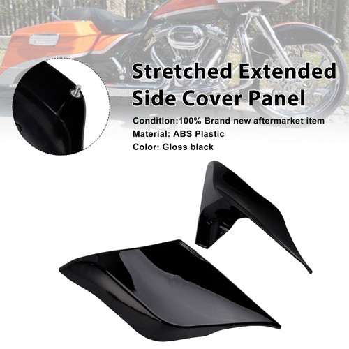 2009-2013 Touring Models Road King Road Glide Stretched Extended Side Cover Panel Gloss Black Generic 2009-2013 Touring Models Road King Road Glide Stretched Extended Side Cover Panel Gloss Black Generic