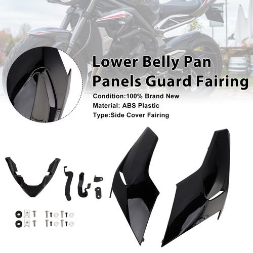 2020-2022 Triumph Street Triple 765 R/RS Lower Belly Pan Panels Guard Fairing Black Generic 2020-2022 Triumph Street Triple 765 R/RS Lower Belly Pan Panels Guard Fairing Black Generic