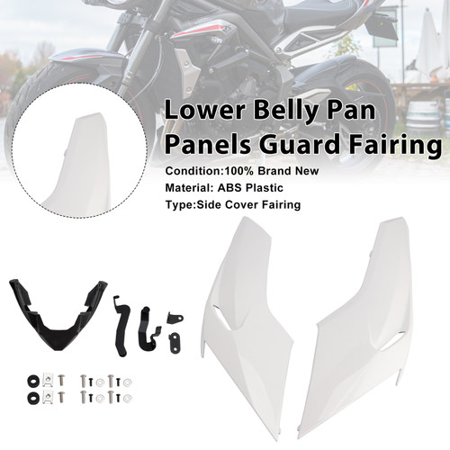 2020-2022 Triumph Street Triple 765 R/RS Lower Belly Pan Panels Guard Fairing White Generic 2020-2022 Triumph Street Triple 765 R/RS Lower Belly Pan Panels Guard Fairing White Generic