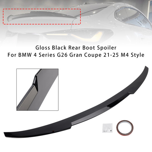 2021-2025 BMW 4 Series G26 Gran Coupe M4 Style Rear Boot Spoiler Gloss Black Generic
