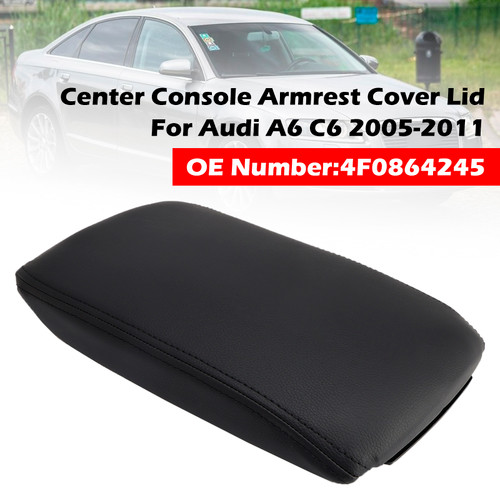 2005-2011 Audi A6 C6 Leather Center Console Armrest Lid Cover Black 4F0864245 Generic