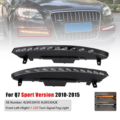 2010-2015 Audi Q7 Sport Version Front Bumper 11 LED Turn Signal Fog Light 4L0953041E 4L0953042E White+Amber Generic