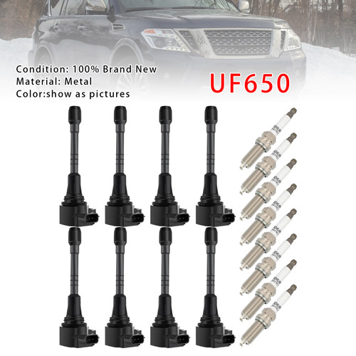 2017-2019 Nissan Armada V8 5.6L Front Bank 8X Ignition Coil & Spark Plug Kit UF650 Generic