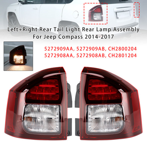 2014-2017 Jeep Compass Left+Right Rear Tail Light Rear Lamp Assembly 5272909AA 5272909AB Generic