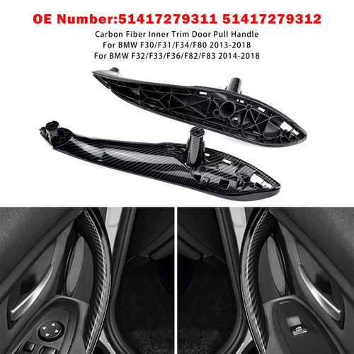 2014-2018 BMW F32/F33/F36/F82/F83 2x Carbon Fiber Inner Trim Door Pull Handle Generic