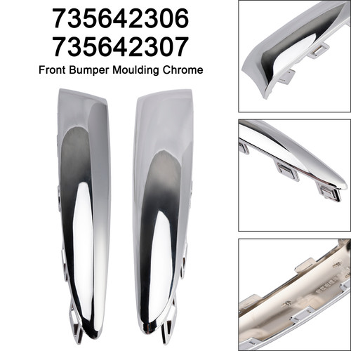 2015-2020 FIAT 500 (312) LOUNGE Left & Right Front Bumper Moulding Chrome 735642306 Generic