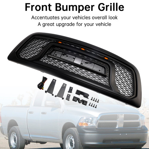 2009-2012 Dodge Ram 1500 Front Bumper Grille With Led Light Black Generic