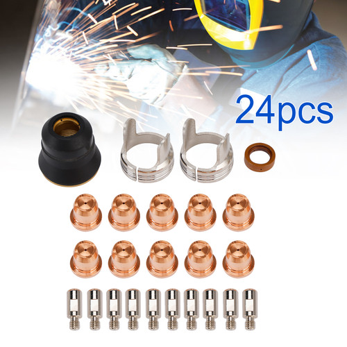24Pcs IPT40 Plasma Cutting Torch Tip Electrode Consumables For CUT-55DS CUT-65DS