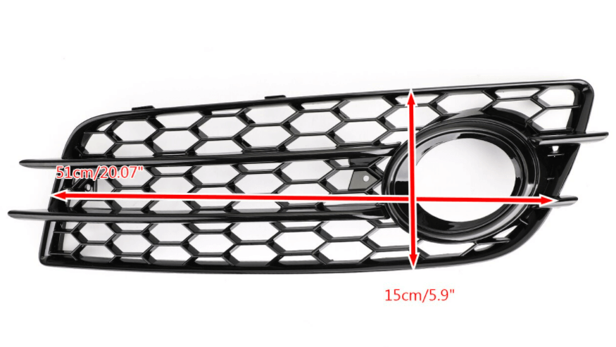 Fog Light Grill Bumper Honeycomb Style For Audi A4 S-LINE S4 2008-2012 Black