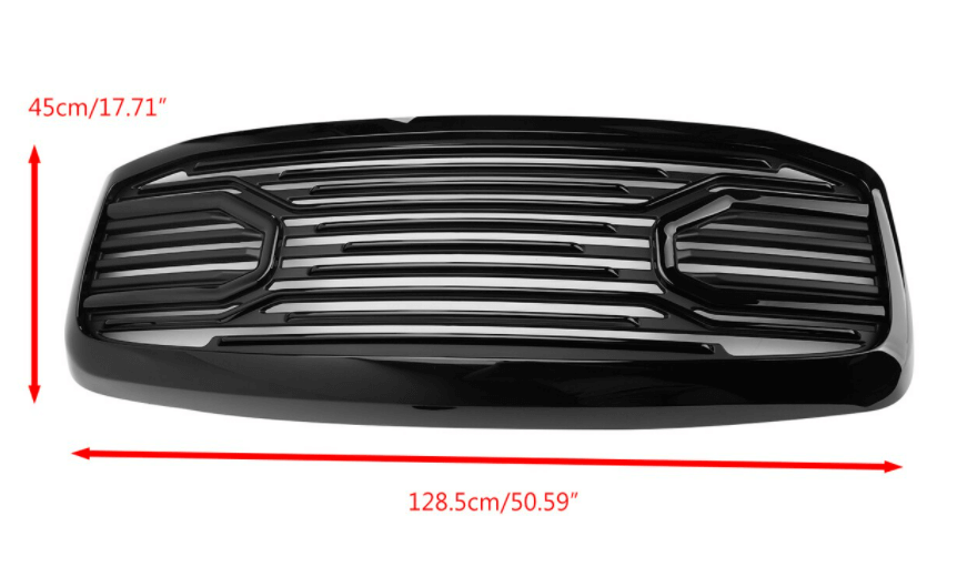 Front Black Big Horn Grille+Replacement Shell For 2006-2009 RAM 2500+3500