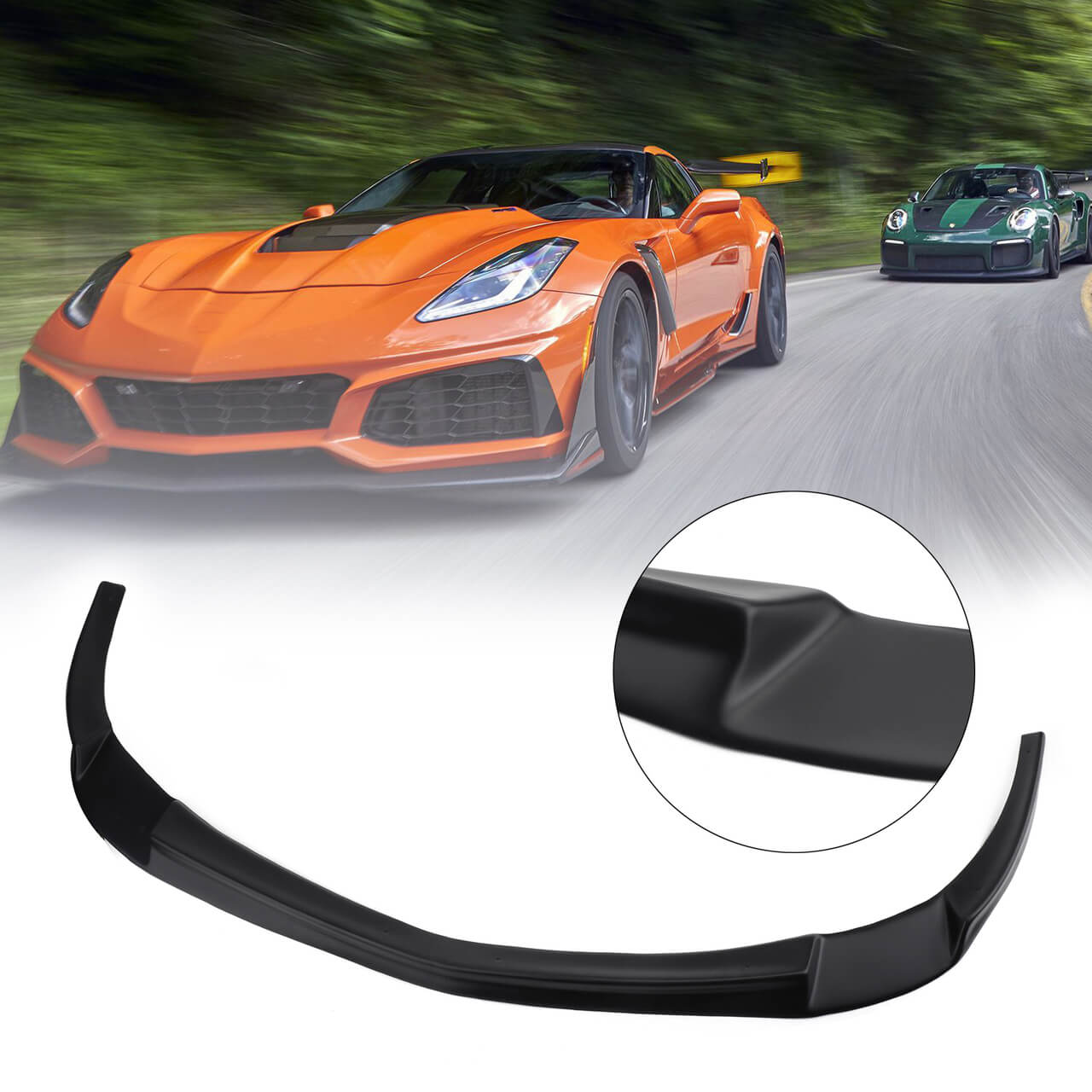 Front Bumper Lip Splitter Spoiler Kit Fit For Chevy Corvette Base C6 05-13 Black