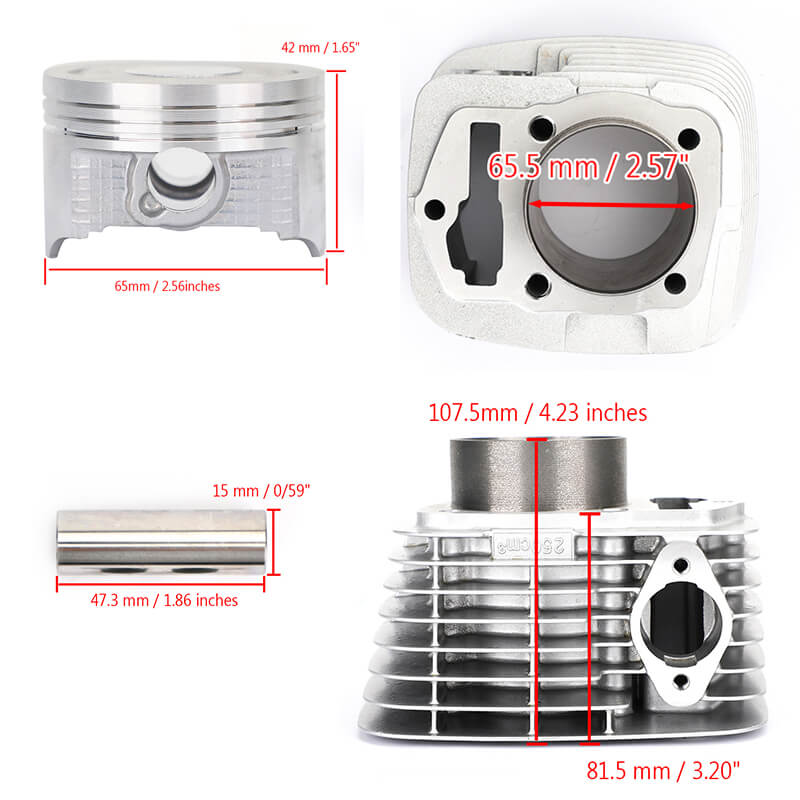 Cylinder Piston Gaskets Kit 65.5mm Upgrade Fit For Honda SL230 97-08 CRF230M 2009 ATC200X 1983-1987