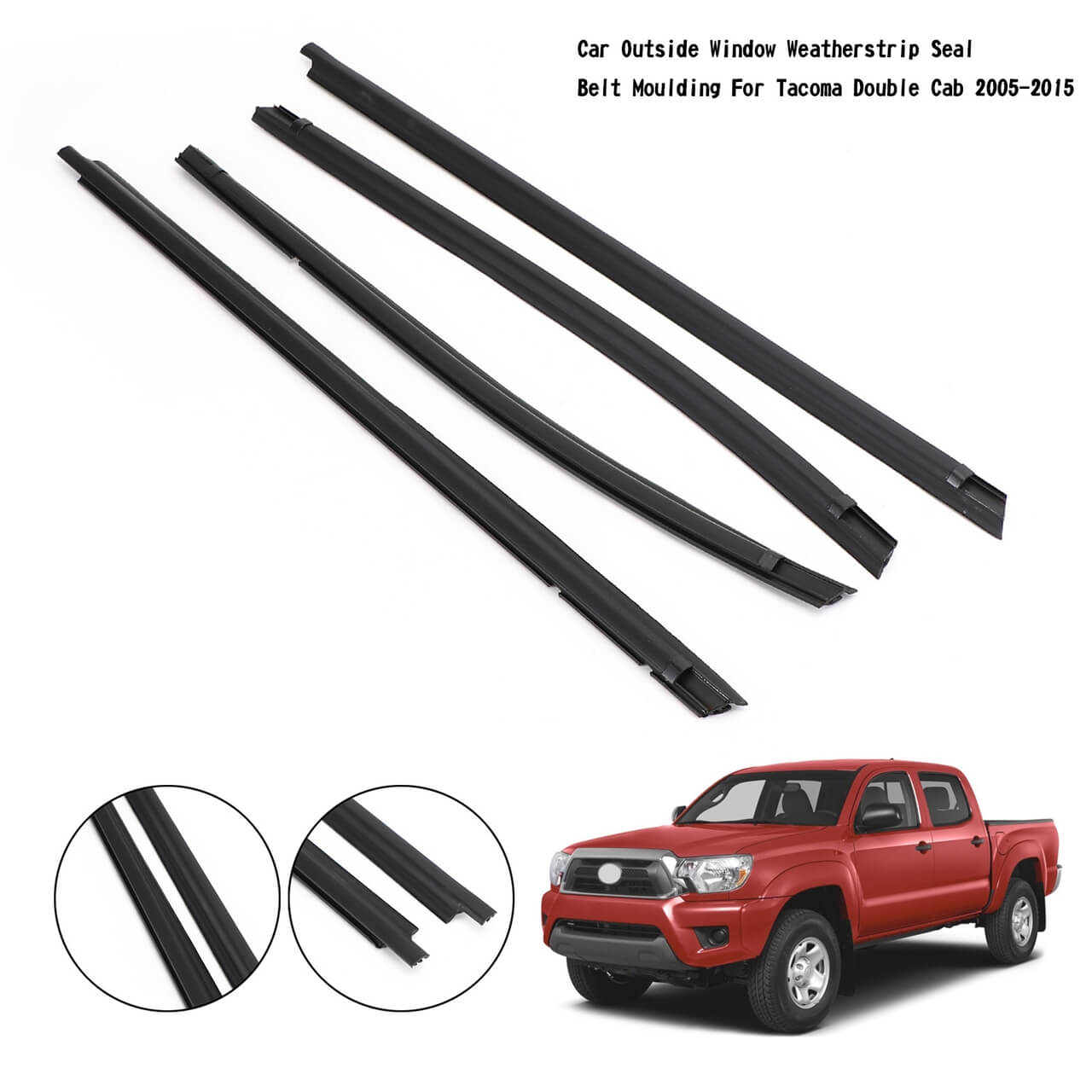 Toyota Tacoma Double Cab 05-15 Car Outside Window Weatherstrip Seal Belt Moulding Black Generic