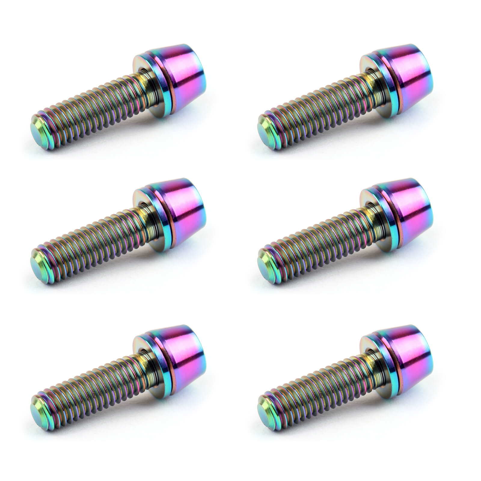 6PCs M5x16mm TITANIUM Bolts Allex Hex Bike Stem Tapered Head Screw + Washer, Black