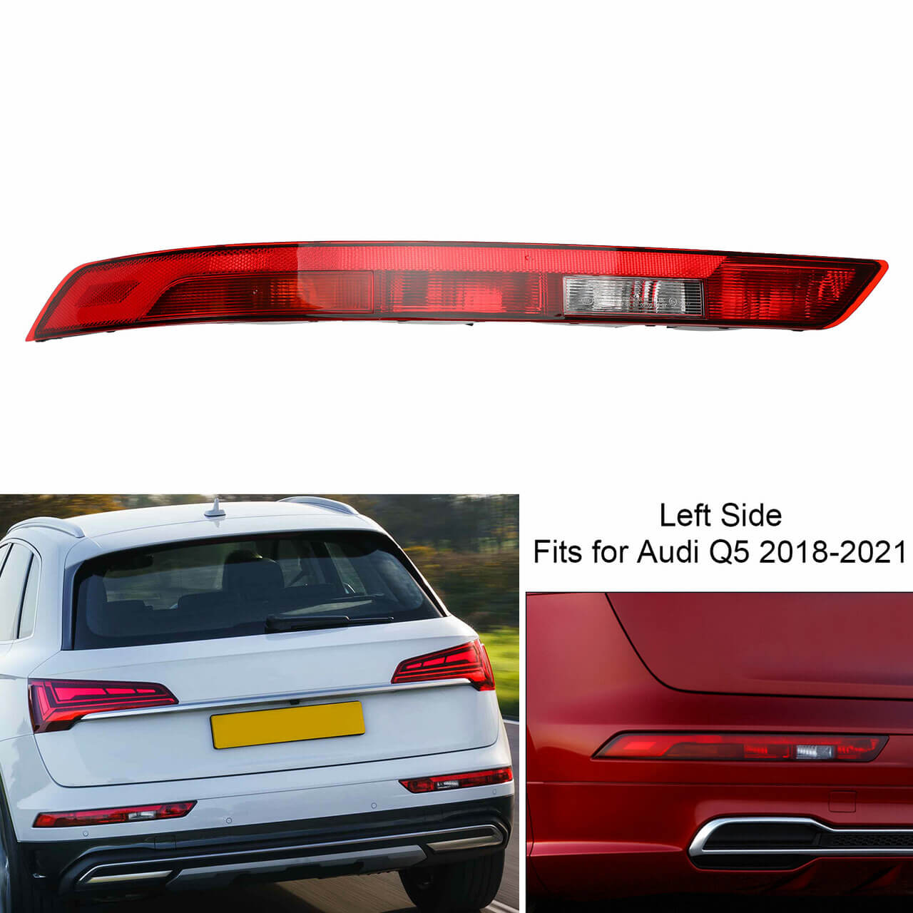 US Version Left Rear Bumper Lower Tail Light Brake Stop Lamp Fit For Audi Q5 2018-2021 Red