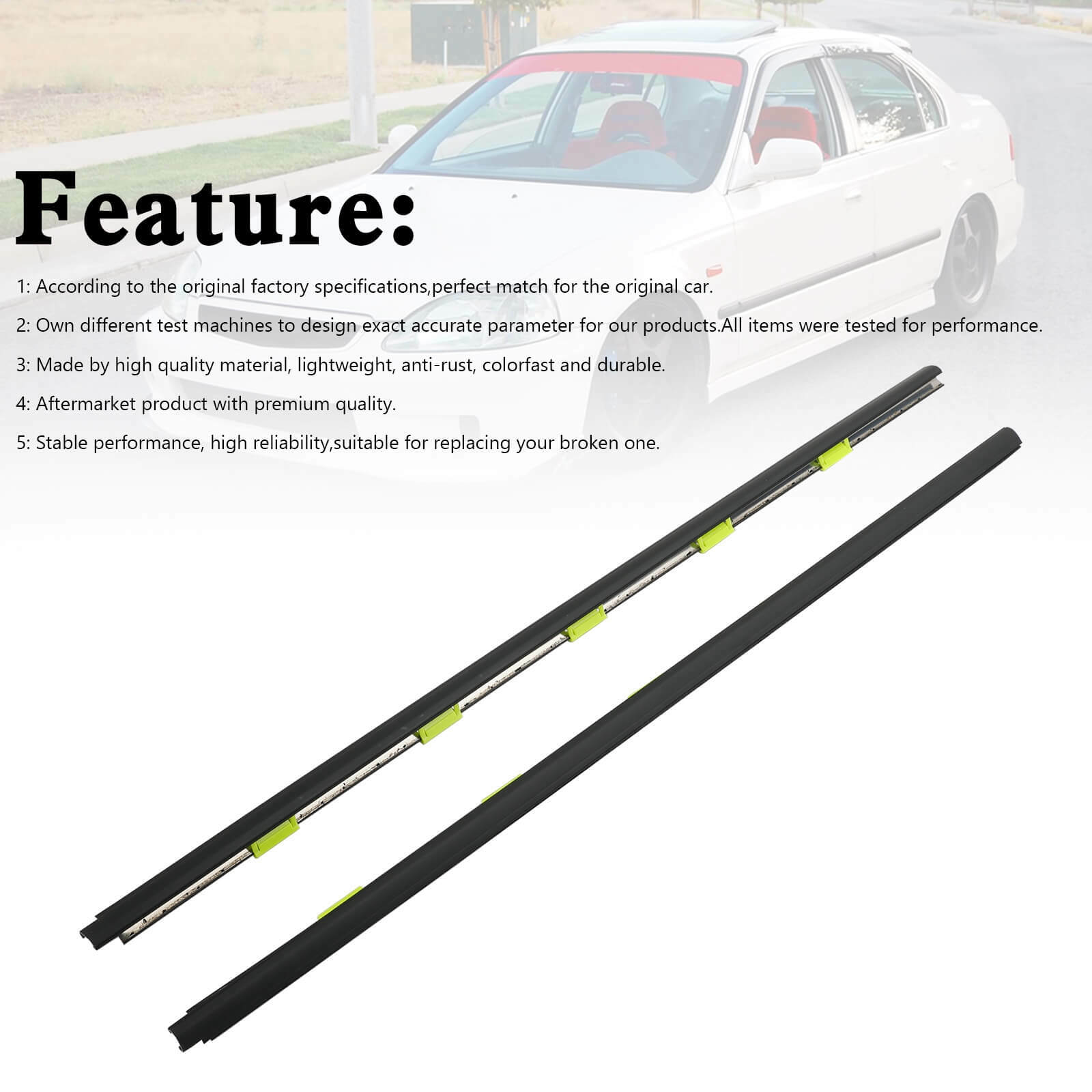 Left+Right Door Window Weather Molding 72410-S03-003茂录?2450-S03-003 For HONDA CIVIC EK 1996-2000