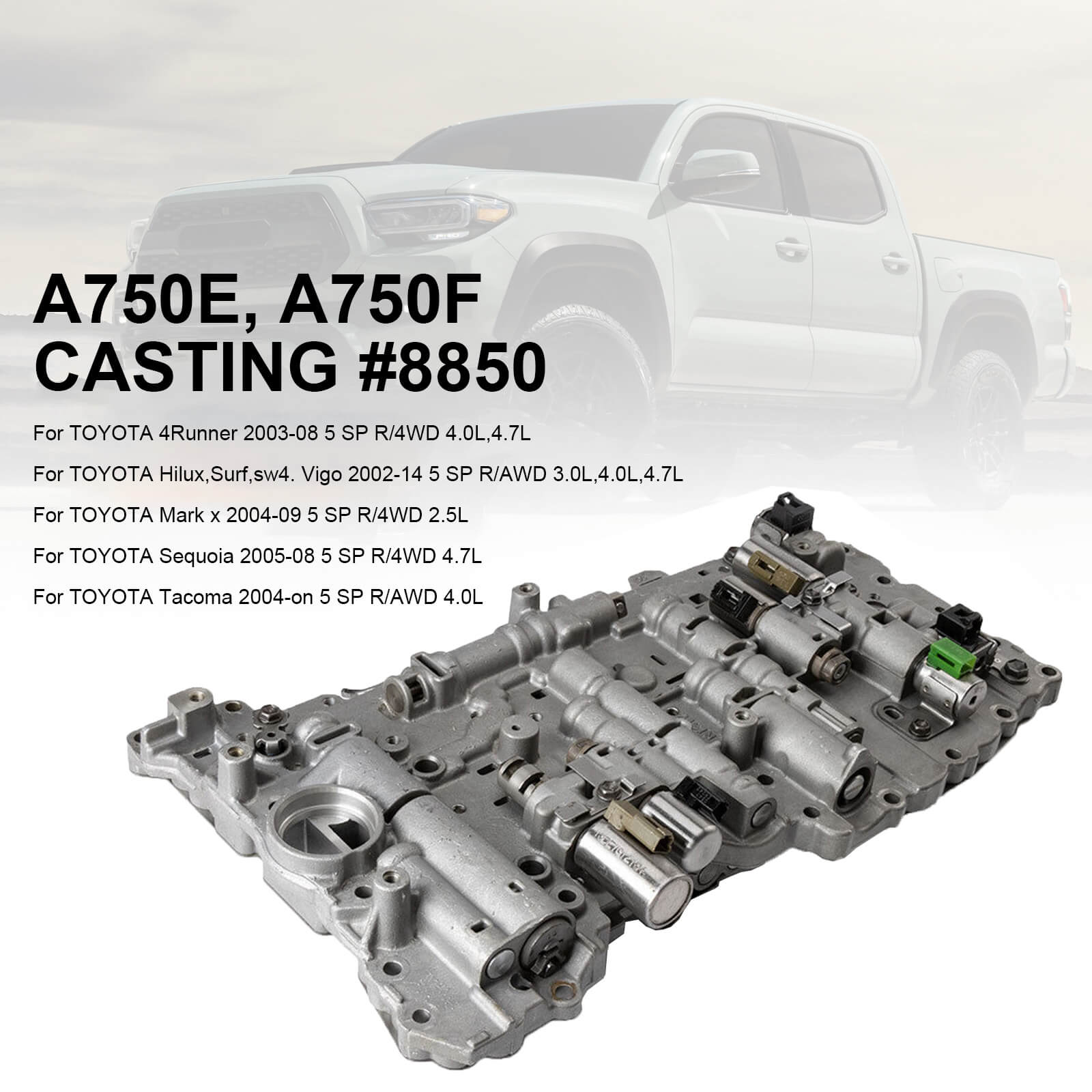 2002-2014 TOYOTA Hilux,Surf,sw4. Vigo A750E/F Transmission Valve Body W/ Solenoids TB-50LS