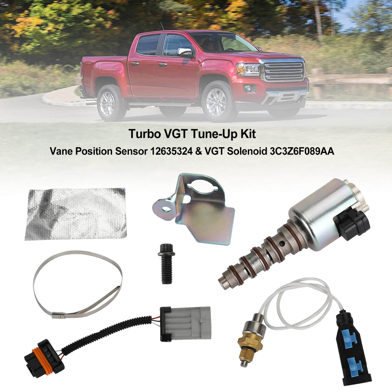 2003-2007 Ford F-Series Turbo VGT Tune-Up Kit-Vane Position Sensor 12635324 & VGT Solenoid 3C3Z6F089AA 6.0L Powerstroke engine