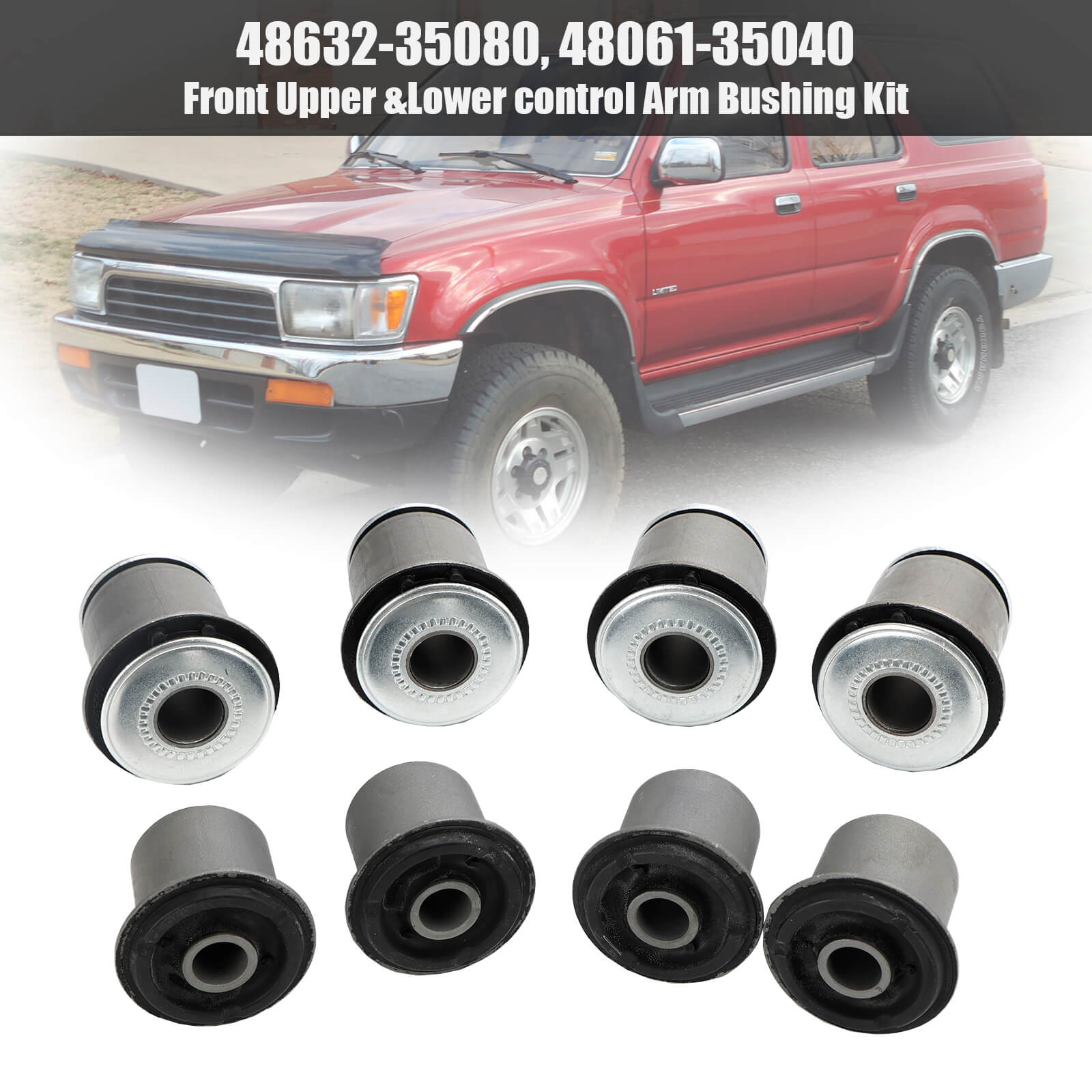 Front Upper & Lower control Arm Bushing Kit For Toyota Tacoma 4Runner 96-02