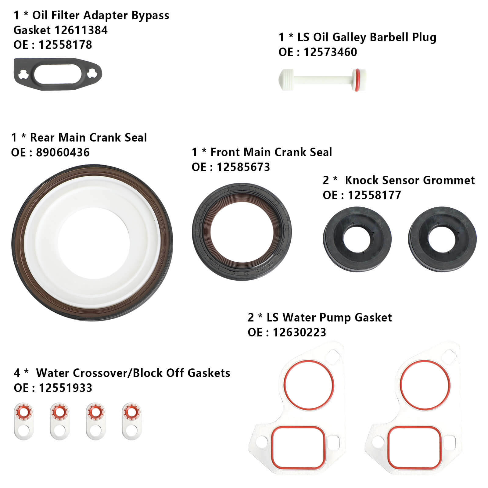 LS Gasket Set Kit Head Gaskets Fit for GM Chevrolet LS1/LS6/LQ4/LQ9/4.8/5.3/5.7