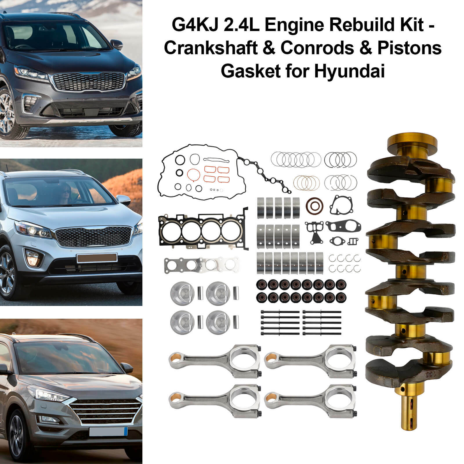 2014-2020 Kia Sorento 4-Door 2.4L G4KJ 2.4L Engine Rebuild Kit - Crankshaft & Conrods & Pistons Gasket