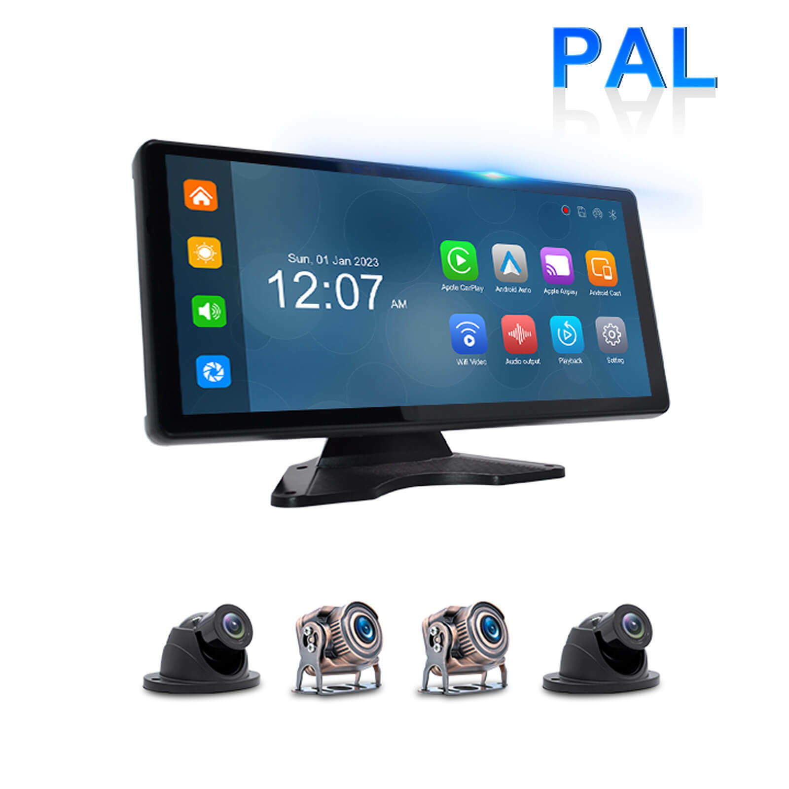 10.36 inch 1600*720 IPS Quantum Screen Touch for RV Truck Bus + 4 Backup Camera PAL system 