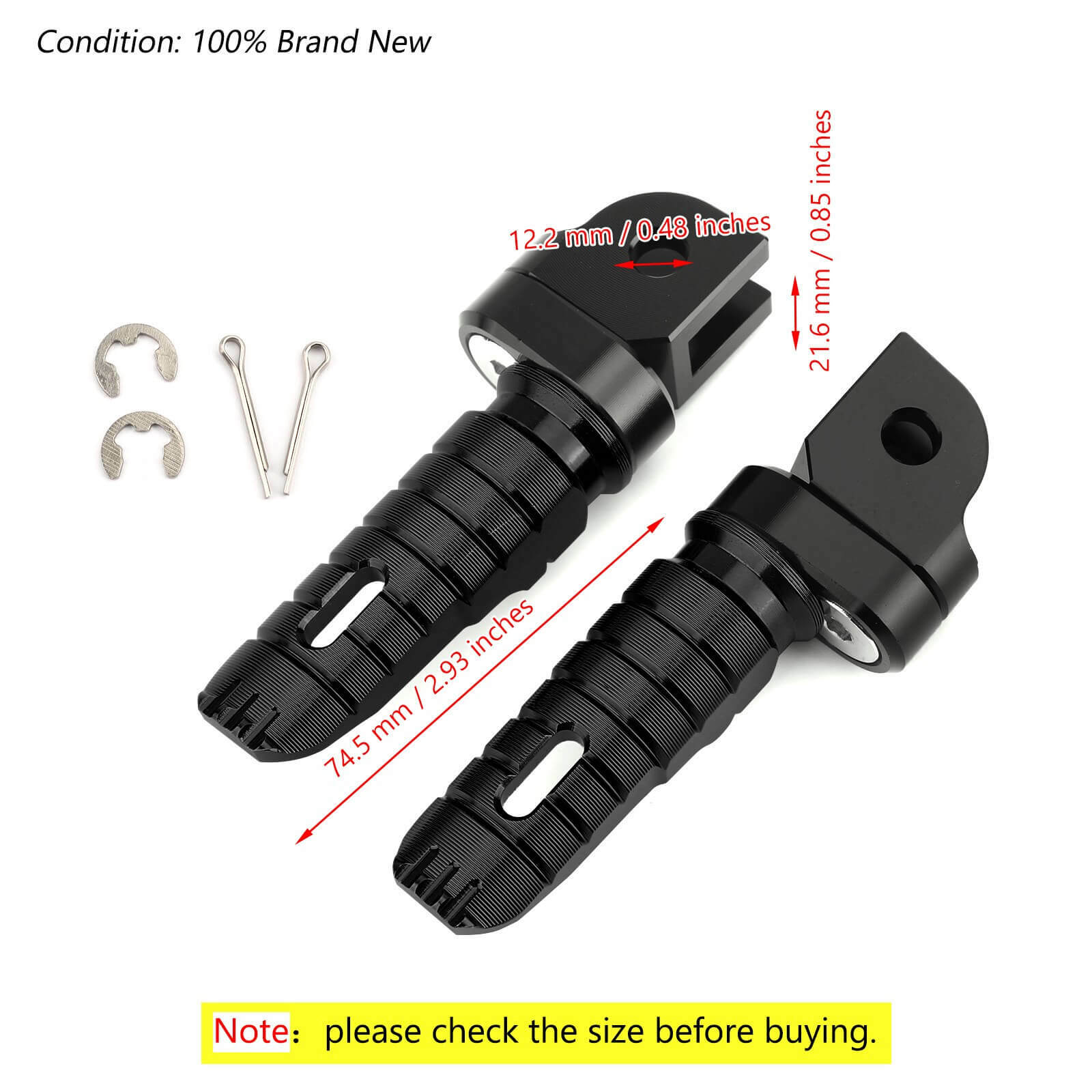 Front Footpegs Fit For KAWASAKI Z650 Z900 17-20 ER-6N 6F 09-16 ZX-10R 08-10 NINJA 650 250/R 1000/Z1000SX 12-20 Black