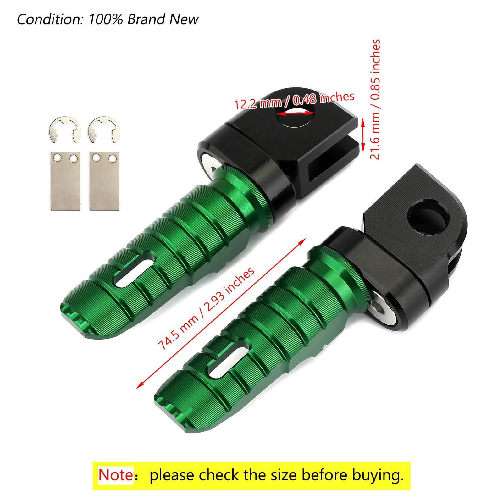 Front Footpegs Fit For KAWASAKI Z650 Z900 17-20 ER-6N 6F 09-16 ZX-10R 08-10 NINJA 650 250/R 1000/Z1000SX 12-20 Green